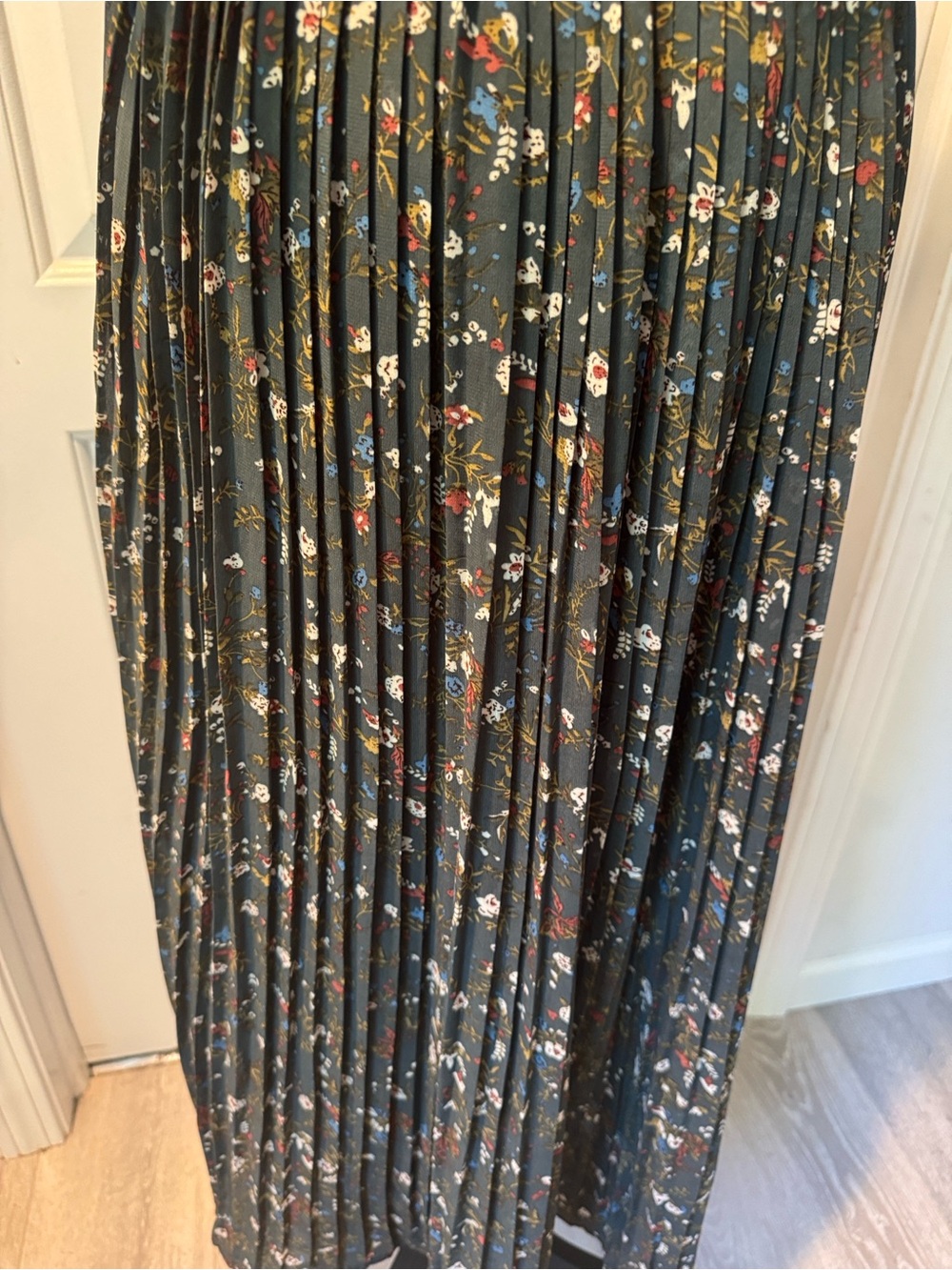 Baltic Born Olive Green Floral Pleated Midi Dress - Picture 6 of 7